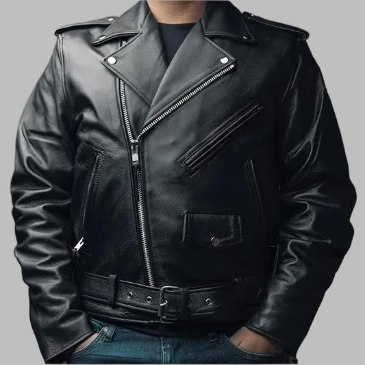 Men's European-Style Motorcycle Leather Jacket