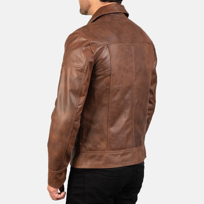 Brown Leather Biker Jacket