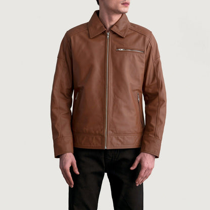 Matte Brown Leather Biker Jacket