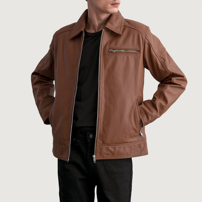 Matte Brown Leather Biker Jacket