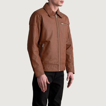 Matte Brown Leather Biker Jacket