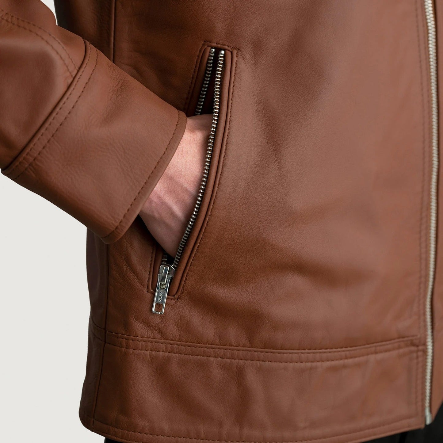 Matte Brown Leather Biker Jacket