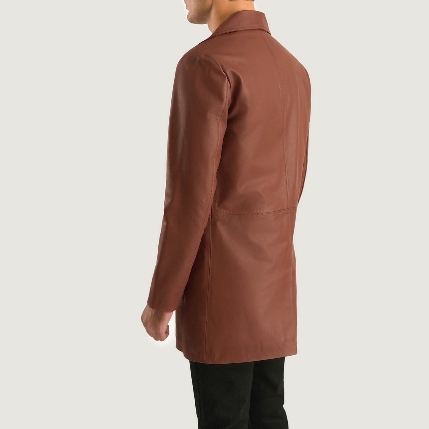 Classic Brown Leather Overcoat