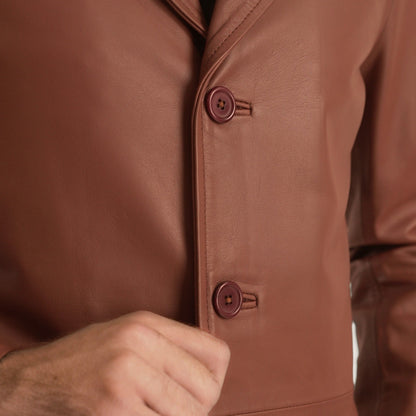 Classic Brown Leather Overcoat