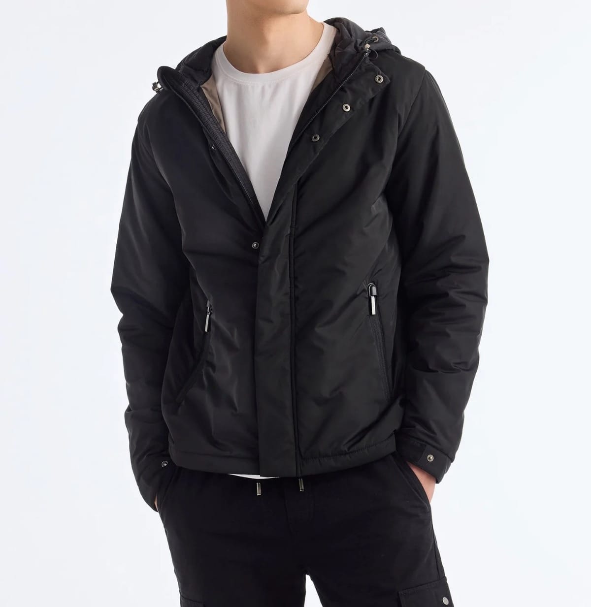 Black Premium Hooded Bubble Jacket