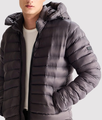 Grey Hooded Premium Quality Bubble Jacket