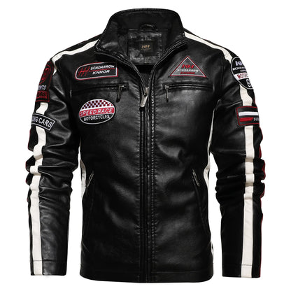 Embroidery Leather Motorcycle Jacket