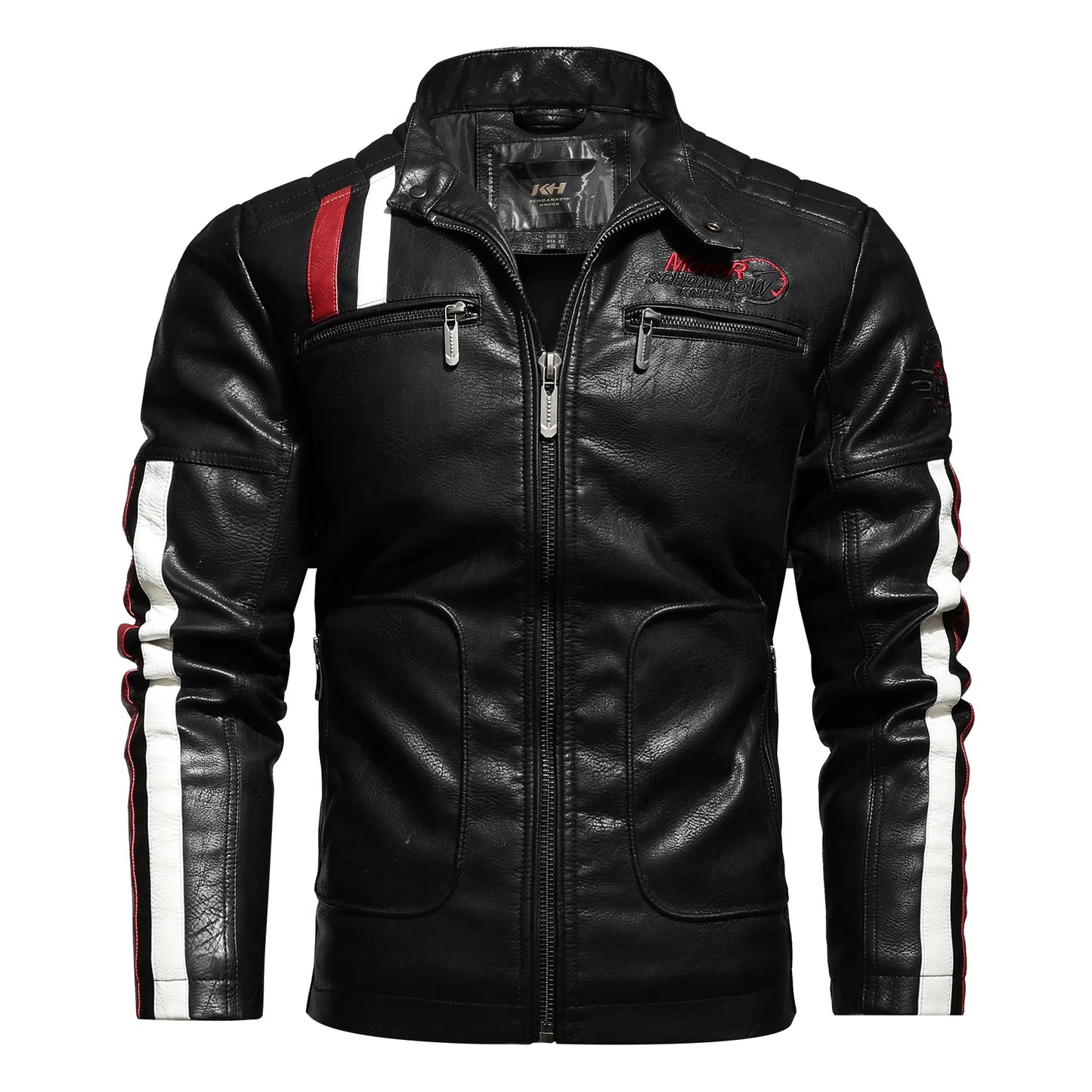 Embroidery Leather Motorcycle Jacket