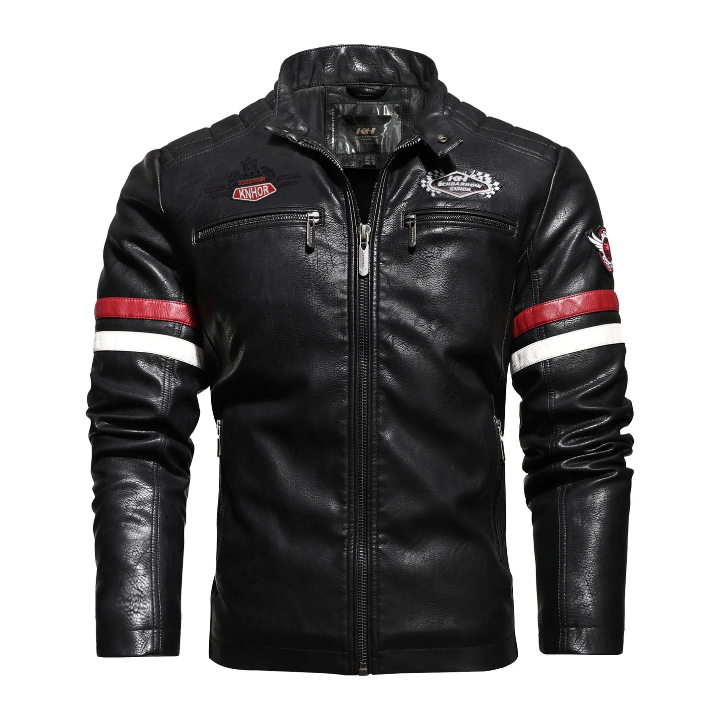 Embroidery Leather Motorcycle Jacket