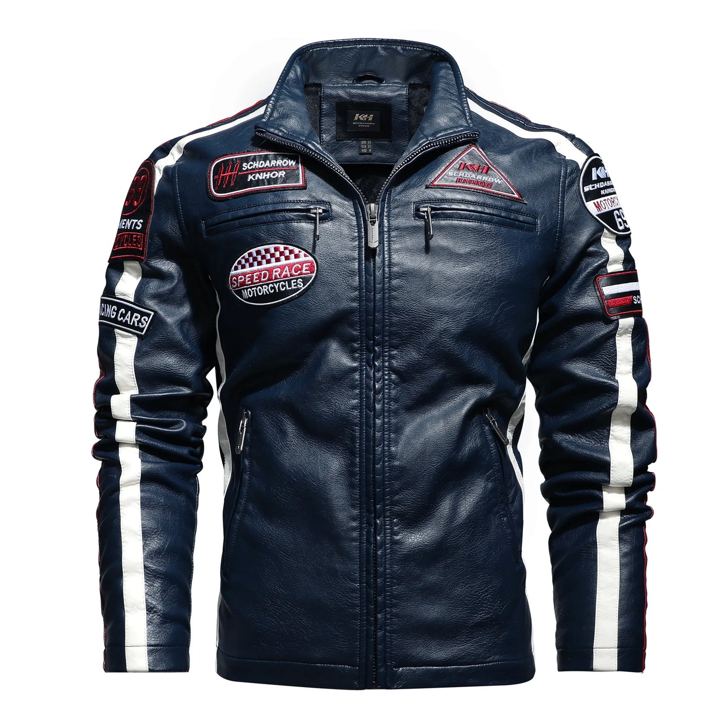 Embroidery Leather Motorcycle Jacket