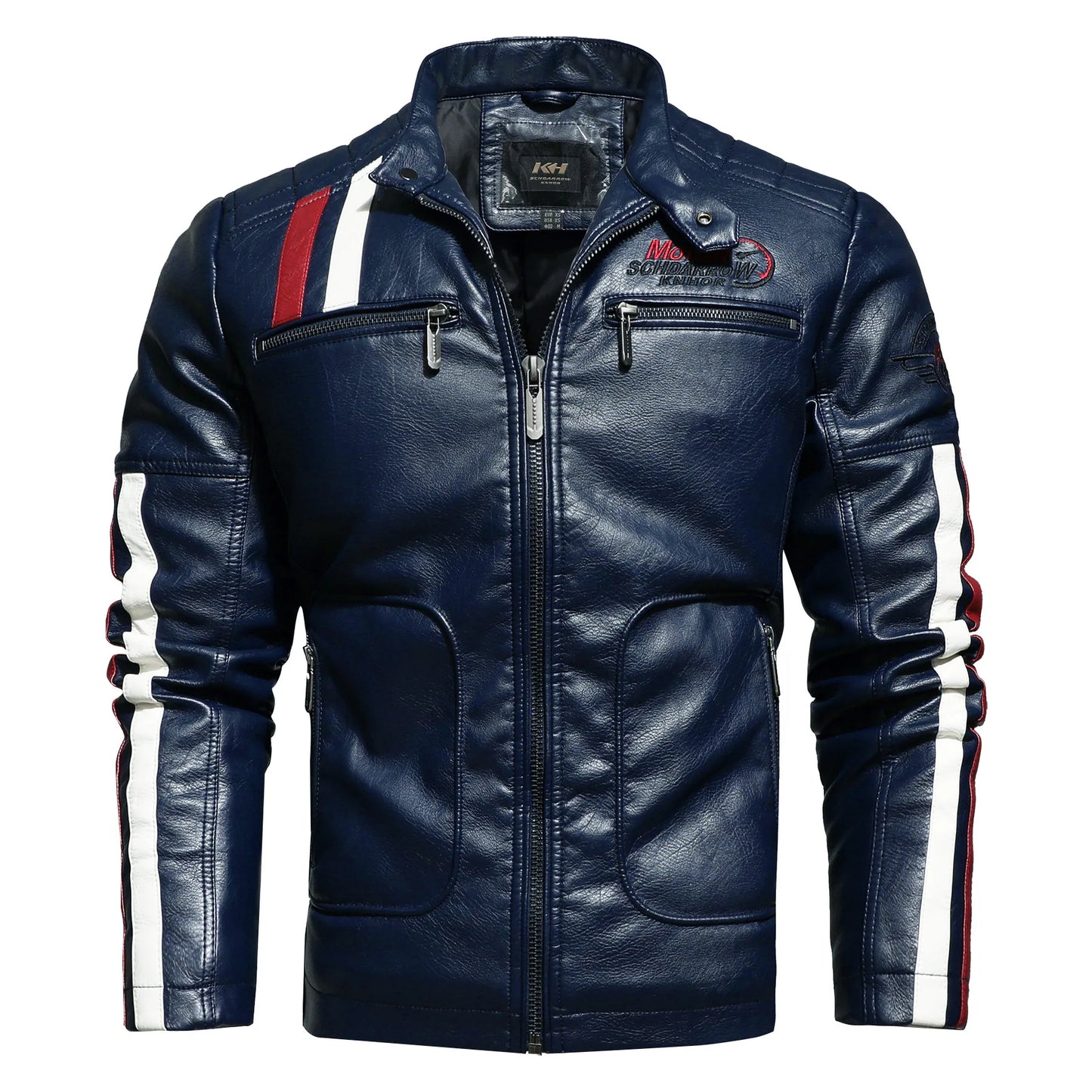 Embroidery Leather Motorcycle Jacket