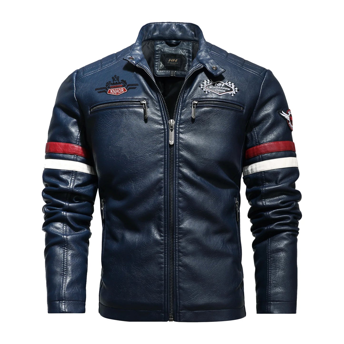 Embroidery Leather Motorcycle Jacket