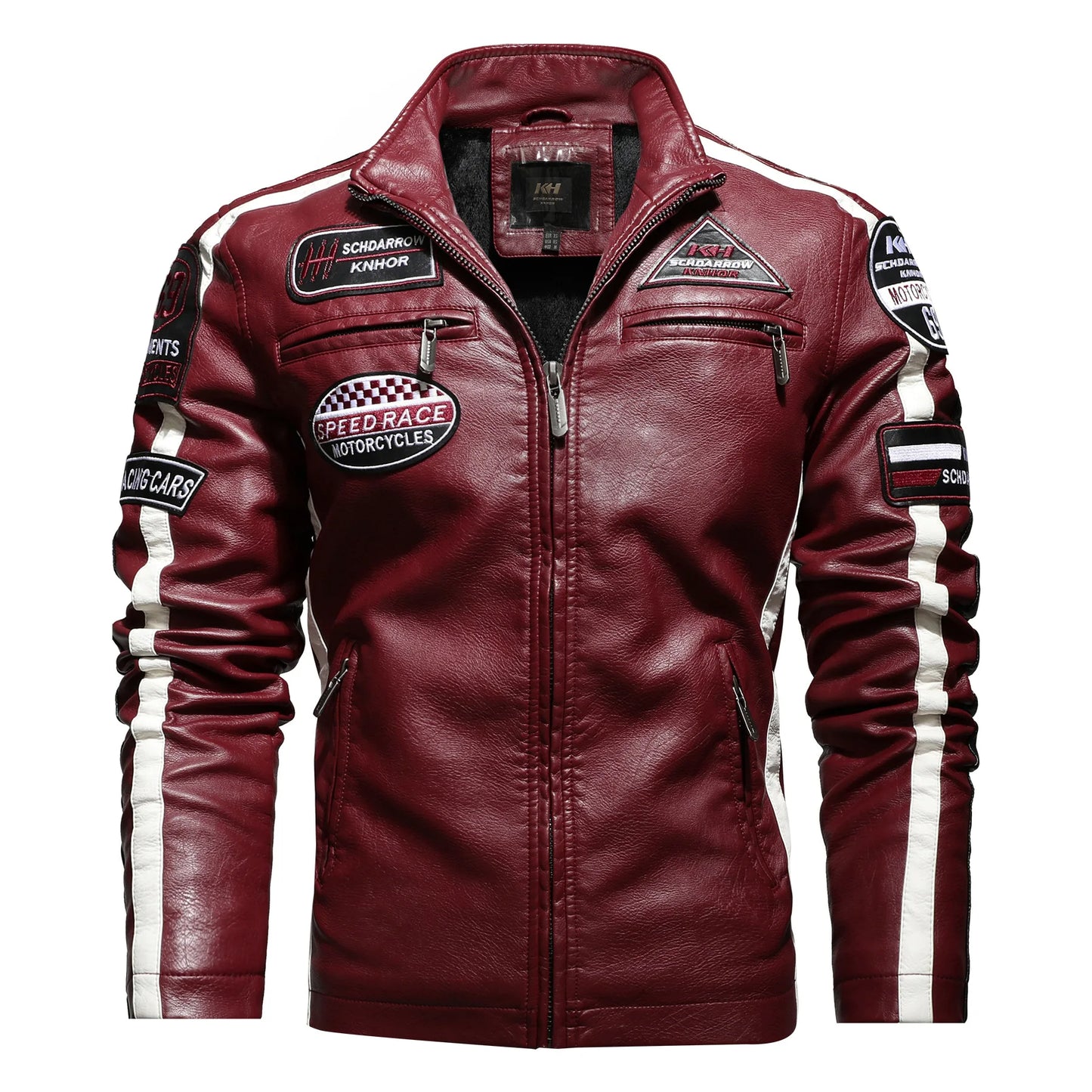 Embroidery Leather Motorcycle Jacket