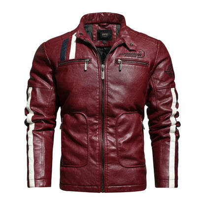 Embroidery Leather Motorcycle Jacket